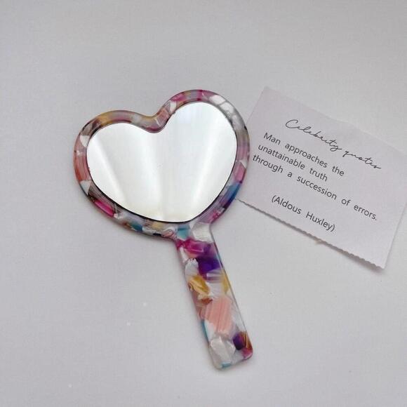 Heart Shaped Mirror In Multicolored Print - Picture 1 of 3